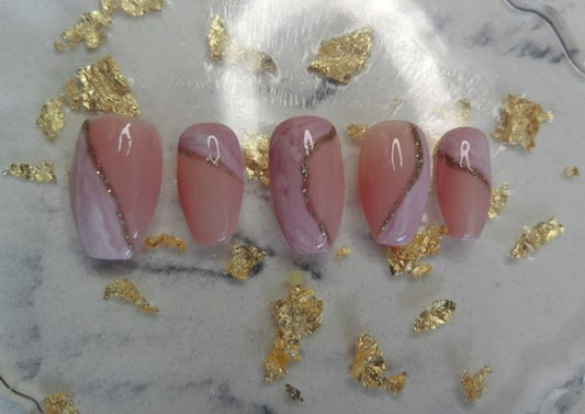 Pink Glitter Press on Nails